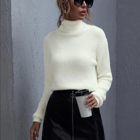 Softest Fuzzy Cream Turtleneck Sweater - Picture 2 of 6
